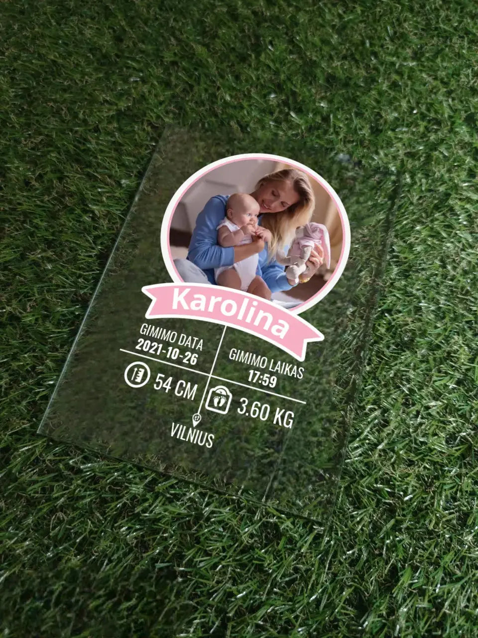 Personalizuotas "It's a Girl" stiklinis posteris su jūsų nuotrauka TeeInBlue