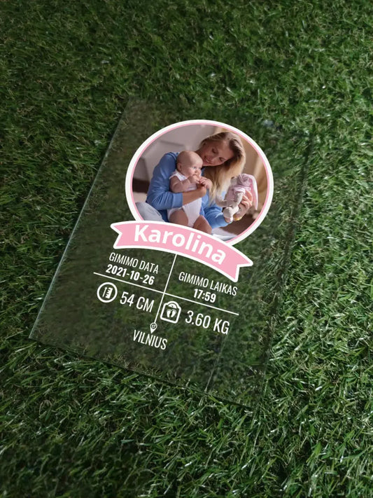 Personalizuotas "It's a Girl" stiklinis posteris su jūsų nuotrauka TeeInBlue