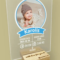 Personalizuotas "It's a Boy" stiklinis posteris su jūsų nuotrauka TeeInBlue