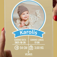 Personalizuotas "It's a Boy" stiklinis posteris su jūsų nuotrauka TeeInBlue