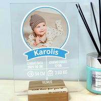 Personalizuotas "It's a Boy" stiklinis posteris su jūsų nuotrauka TeeInBlue