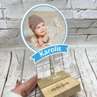 Personalizuotas "It's a Boy" stiklinis posteris su jūsų nuotrauka TeeInBlue