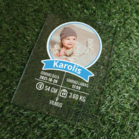 Personalizuotas "It's a Boy" stiklinis posteris su jūsų nuotrauka TeeInBlue