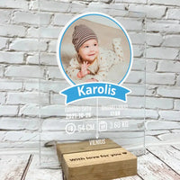 Personalizuotas "It's a Boy" stiklinis posteris su jūsų nuotrauka TeeInBlue