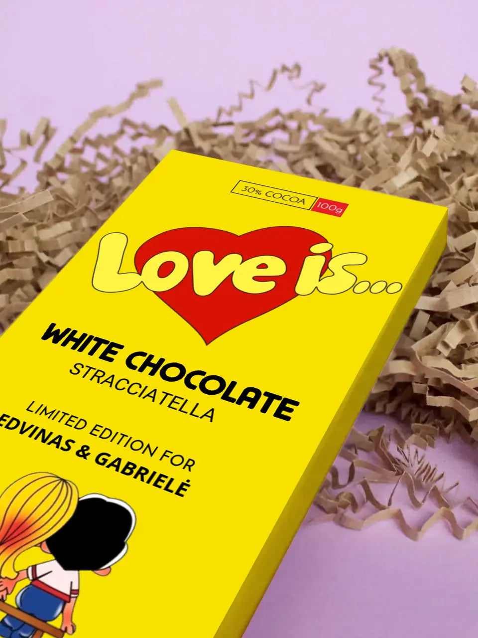 Personalizuotas "Love is Yellow" šokoladas su jūsų nuotrauka