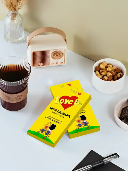 Personalizuotas "Love is Yellow" šokoladas su jūsų nuotrauka  Šokoladas -  dovanokis.lt