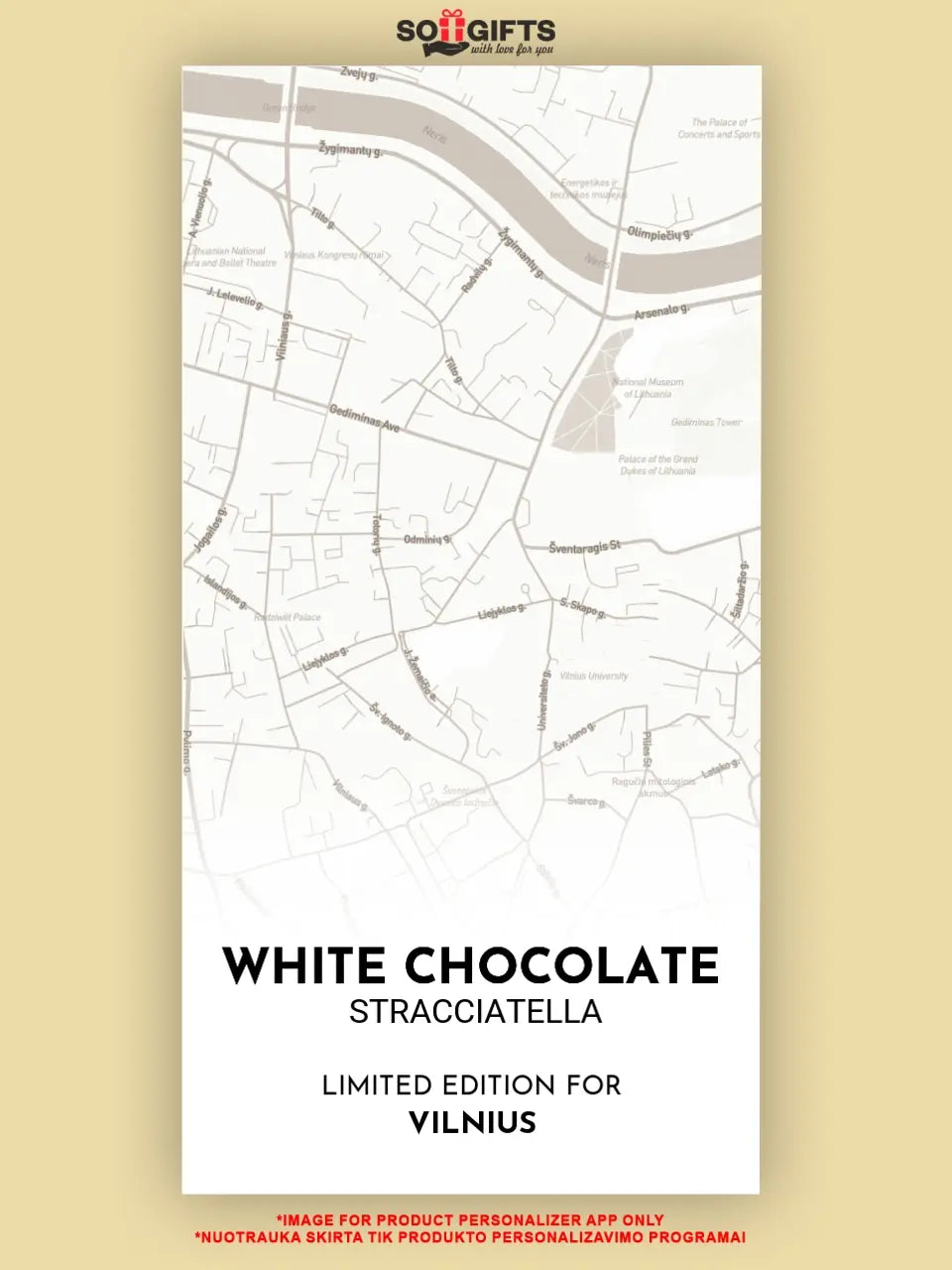 Personalizuota šokoladinė dėžutė su jūsų vieta ir žemėlapio stiliaus pasirinkimu