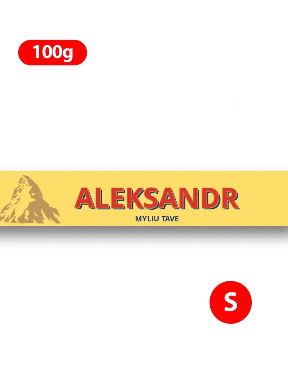 Personalizuotas "Toblerone S" šokoladas su jūsų vardu ir žinutė TeeInBlue