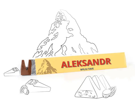 Personalizuotas "Toblerone S" šokoladas su jūsų vardu ir žinutė TeeInBlue