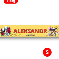 Personalizuotas "Toblerone S" šokoladas su jūsų vardu ir žinutė valentino dienos proga, Romantiški skeletų apsikabinimai TeeInBlue