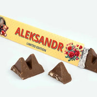 Personalizuotas "Toblerone S" šokoladas su jūsų vardu, nuotrauka ir žinutė valentino dienos proga, romantišku meškiuku pasirinkimas TeeInBlue