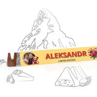 Personalizuotas "Toblerone S" šokoladas su jūsų vardu, nuotrauka ir žinutė valentino dienos proga, romantišku meškiuku pasirinkimas TeeInBlue