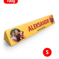 Personalizuotas "Toblerone S" šokoladas su jūsų vardu, nuotrauka ir žinutė valentino dienos proga, romantišku meškiuku pasirinkimas TeeInBlue