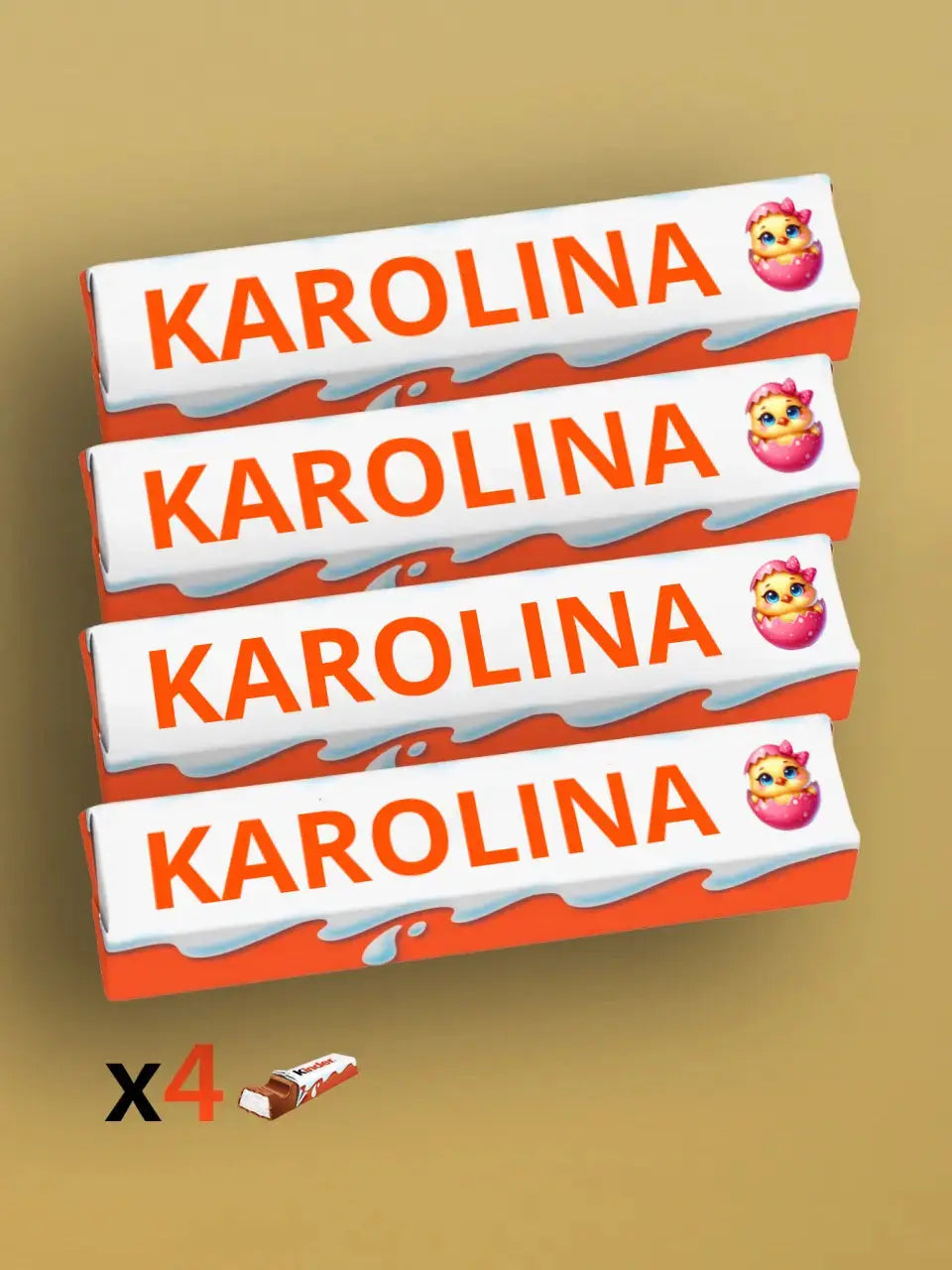 Personalizuotas "Kinder" šokoladas su jūsų vardu skirtas velykoms TeeInBlue