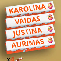 Personalizuotas "Kinder" šokoladas su jūsų vardu skirtas velykoms TeeInBlue