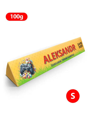 Personalizuotas "Toblerone S" šokoladas su jūsų vardu ir žinutė, tikram gameriui velykų proga TeeInBlue