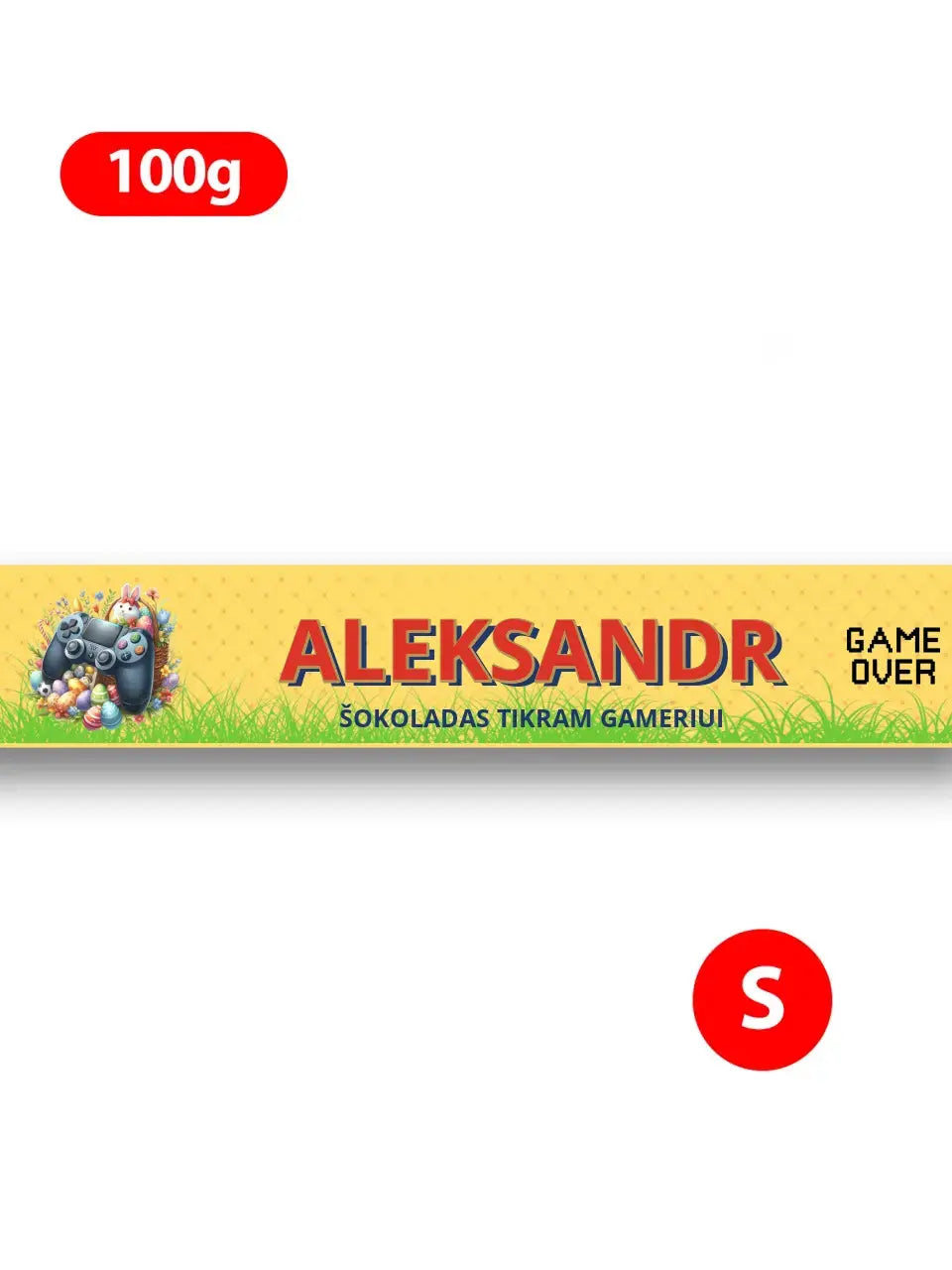 Personalizuotas "Toblerone S" šokoladas su jūsų vardu ir žinutė, tikram gameriui velykų proga TeeInBlue