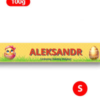 Personalizuotas "Toblerone S" šokoladas su jūsų vardu ir žinutė su velykiniais kiaušiniais ir gyvūnais TeeInBlue