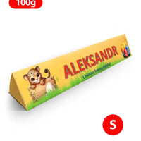 Personalizuotas "Toblerone S" šokoladas su jūsų vardu ir žinutė su velykų gyvūnais TeeInBlue