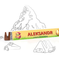Personalizuotas "Toblerone S" šokoladas su jūsų vardu ir žinutė su velykiniais kiaušiniais ir gyvūnais TeeInBlue