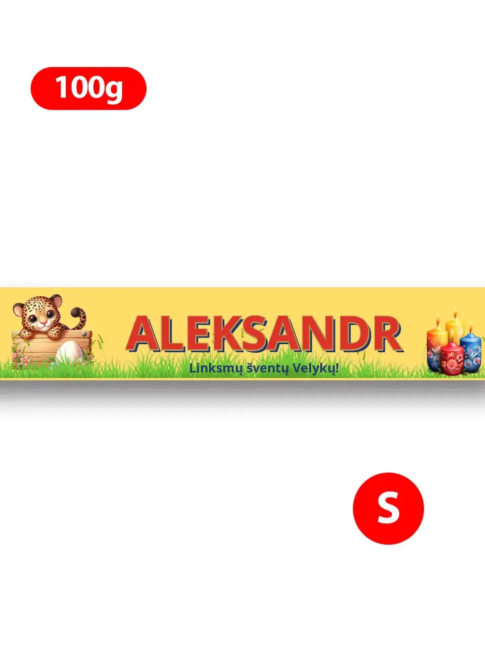 Personalizuotas "Toblerone S" šokoladas su jūsų vardu ir žinutė su velykų gyvūnais TeeInBlue