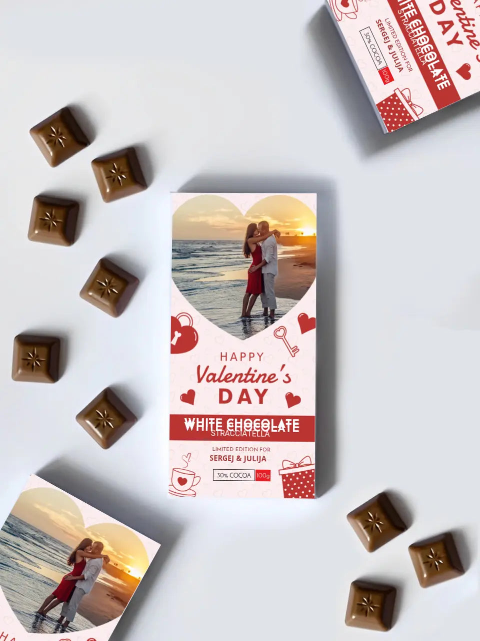 Personalizuotas "Valentino dienos dizainas 4" šokoladas su jūsų nuotrauka