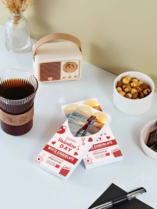 Personalizuotas "Valentino dienos dizainas 4" šokoladas su jūsų nuotrauka TeeInBlue Šokoladas