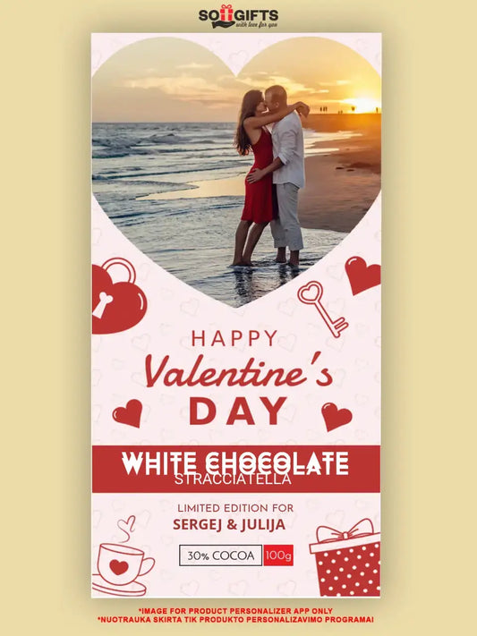 Personalizuotas "Valentino dienos dizainas 4" šokoladas su jūsų nuotrauka TeeInBlue Šokoladas