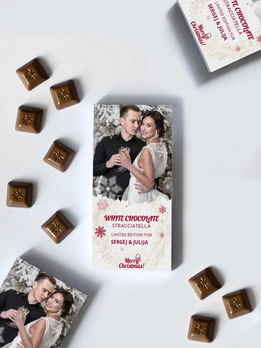 Personalizuotas „Kalėdinis dizainas 2“ šokoladas su jūsų nuotraukas TeeInBlue Šokoladas