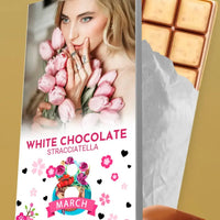 Personalizuotas "Moterų dienos dizainas 2" šokoladas su jūsų nuotrauka TeeInBlue Šokoladas