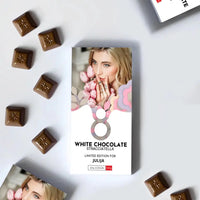 Personalizuotas "Moterų dienos dizainas 1" šokoladas su jūsų nuotrauka TeeInBlue Šokoladas