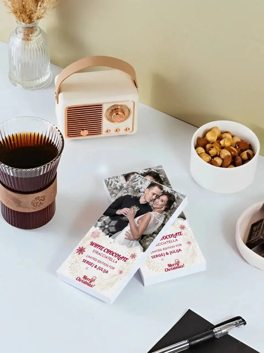 Personalizuotas „Kalėdinis dizainas 2“ šokoladas su jūsų nuotraukas TeeInBlue Šokoladas