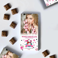 Personalizuotas "Moterų dienos dizainas 2" šokoladas su jūsų nuotrauka TeeInBlue Šokoladas