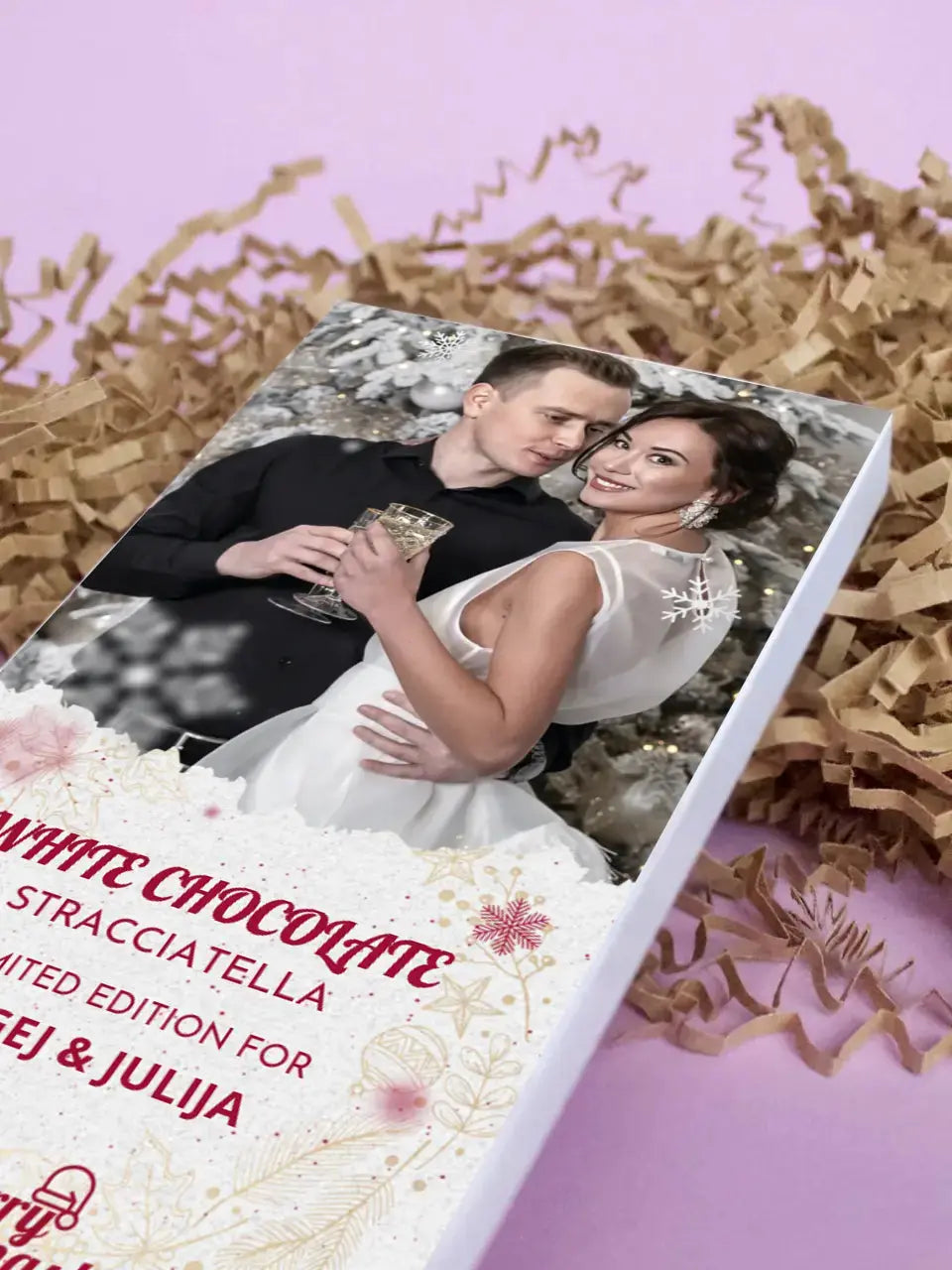 Personalizuotas „Kalėdinis dizainas 2“ šokoladas su jūsų nuotraukas TeeInBlue Šokoladas