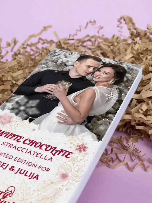 Personalizuotas „Kalėdinis dizainas 2“ šokoladas su jūsų nuotraukas TeeInBlue Šokoladas