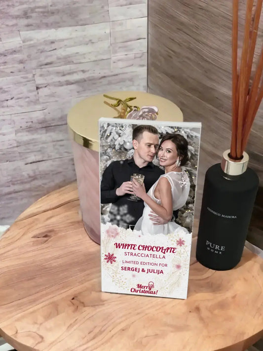 Personalizuotas „Kalėdinis dizainas 2“ šokoladas su jūsų nuotraukas TeeInBlue Šokoladas