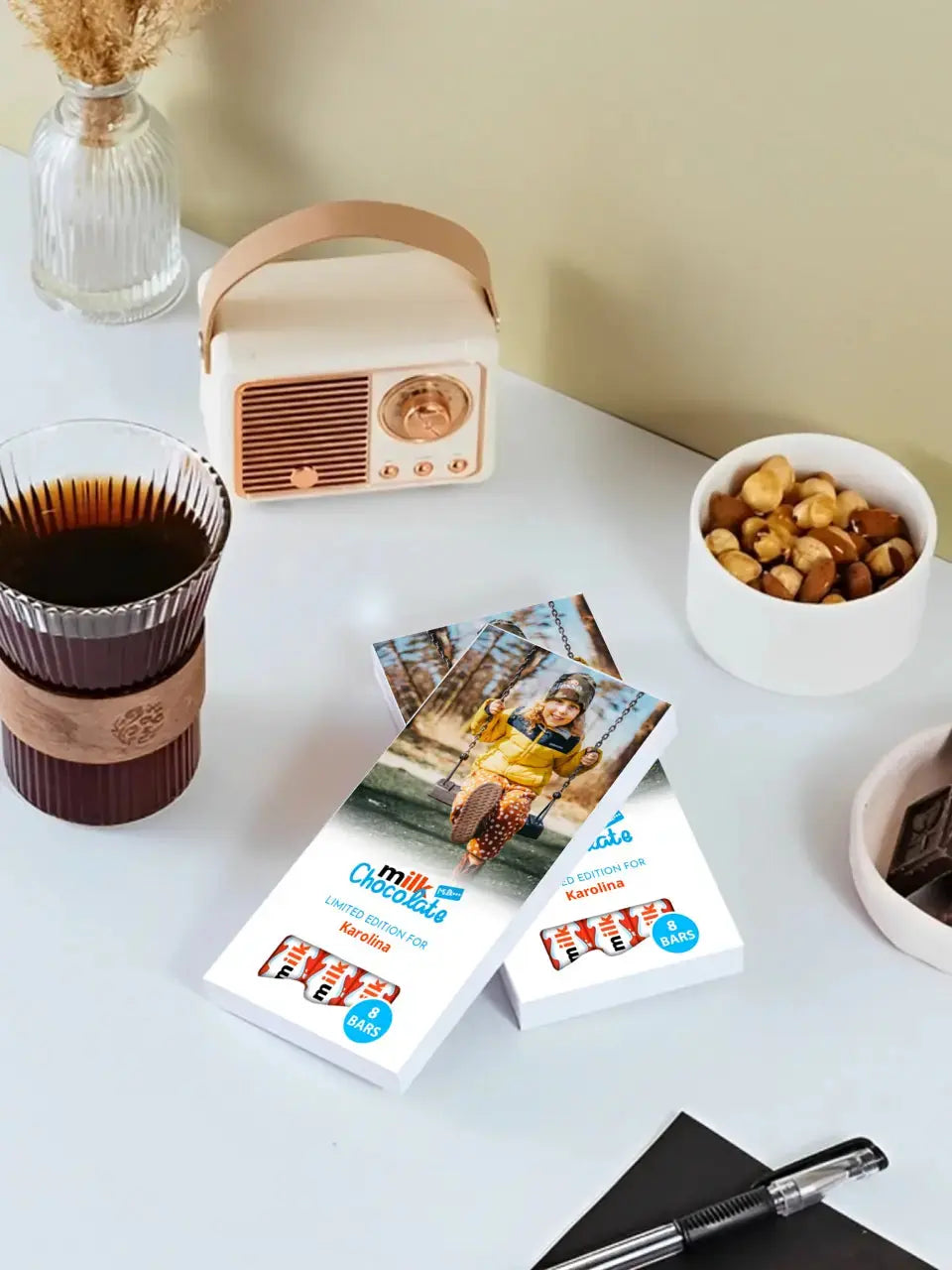 Personalizuotas "Kinder 8 batonėliai" šokoladas su jūsų nuotrauka  Šokoladas -  dovanokis.lt