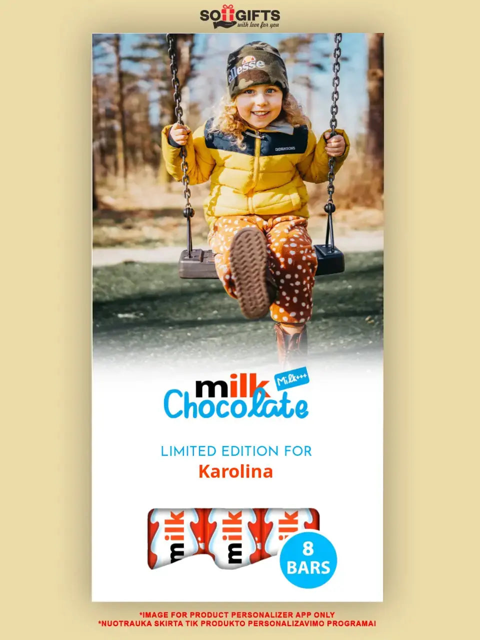 Personalizuotas "Kinder 8 batonėliai" šokoladas su jūsų nuotrauka  Šokoladas -  dovanokis.lt