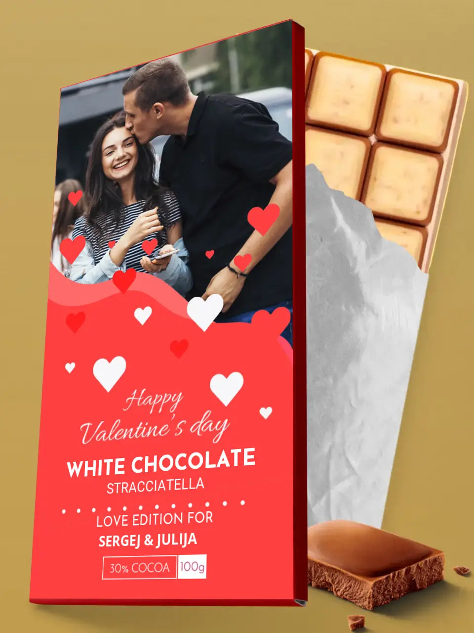 Personalizuotas "Valentino dienos dizainas 3" šokoladas su jūsų nuotrauka