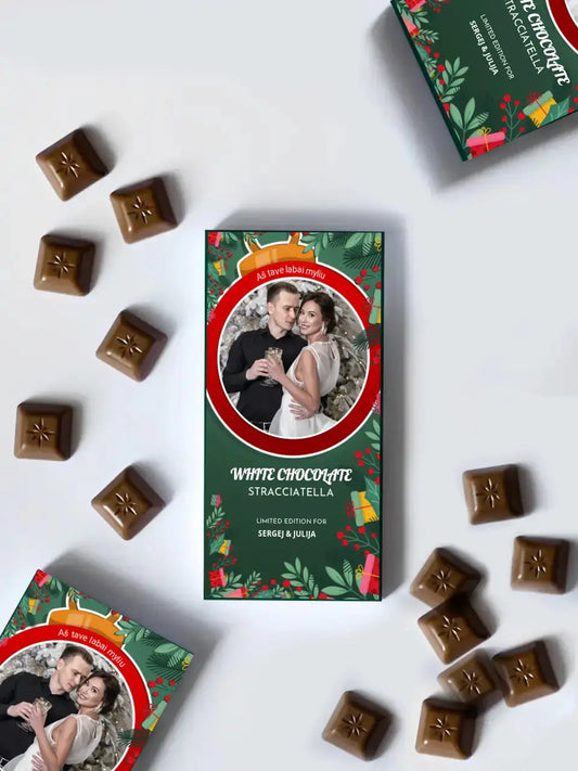 Personalizuotas "Kalėdinis dizainas 3" šokoladas su jūsų nuotrauka TeeInBlue