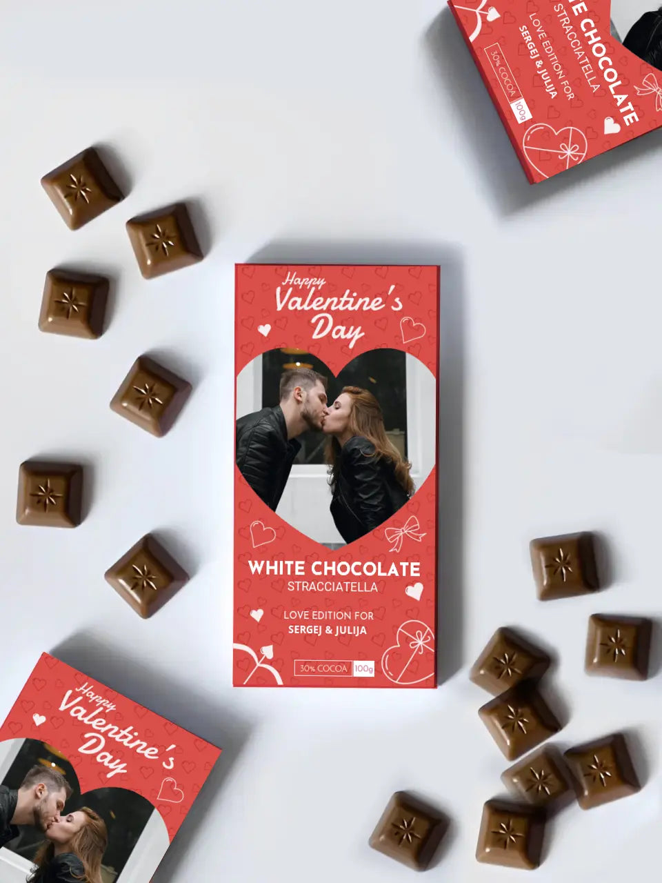 Personalizuotas "Valentino dienos dizainas 2" šokoladas su jūsų nuotrauka