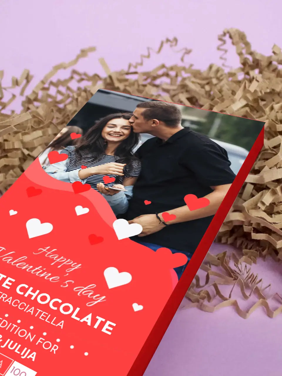 Personalizuotas "Valentino dienos dizainas 3" šokoladas su jūsų nuotrauka