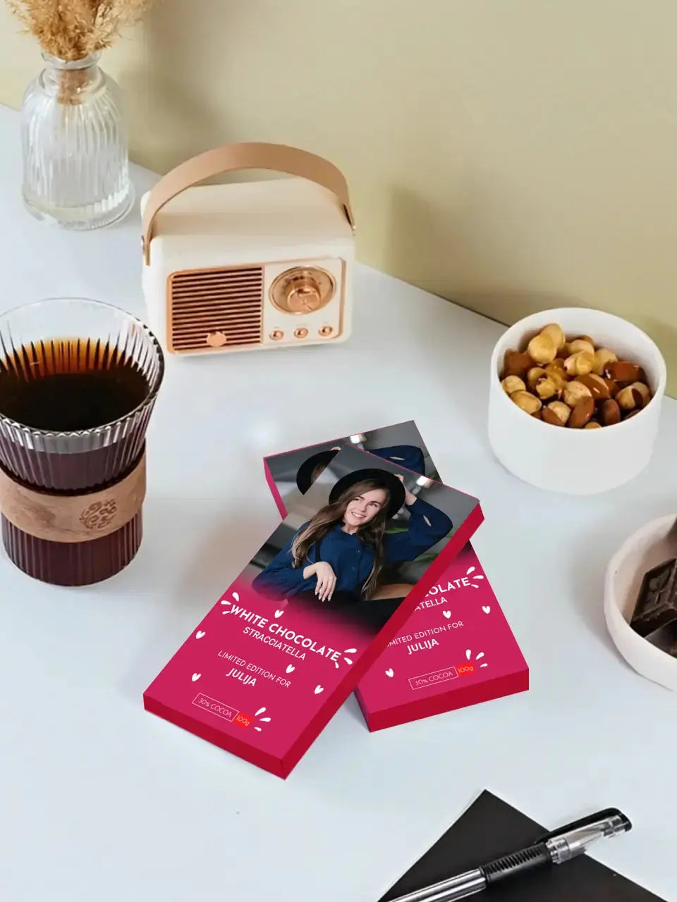 Personalizuotas "Valentino dienos dizainas" šokoladas su jūsų nuotrauka  Šokoladas -  dovanokis.lt