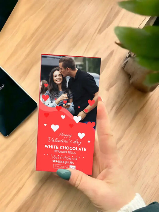 Personalizuotas "Valentino dienos dizainas 3" šokoladas su jūsų nuotrauka TeeInBlue