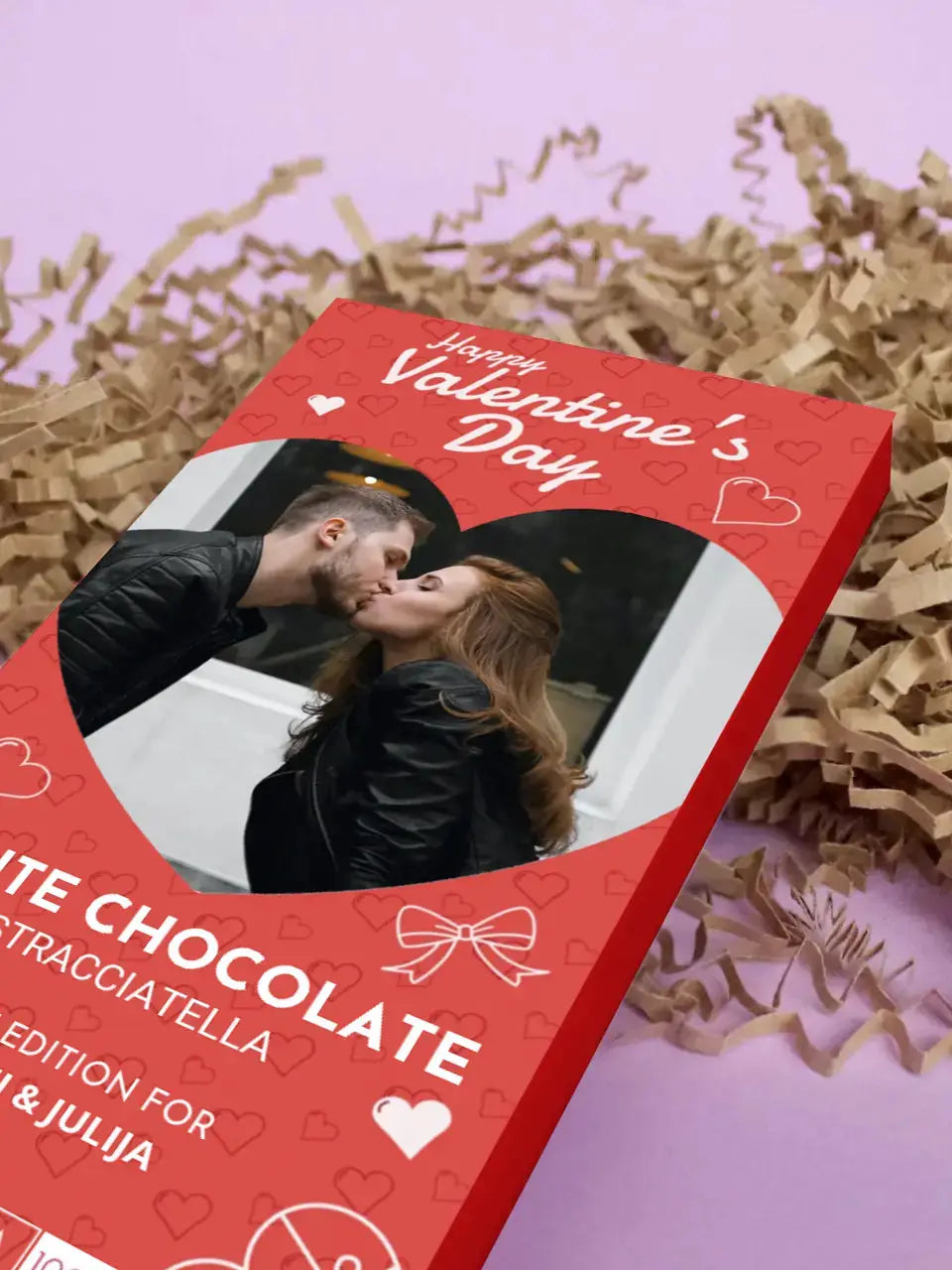 Personalizuotas "Valentino dienos dizainas 2" šokoladas su jūsų nuotrauka TeeInBlue