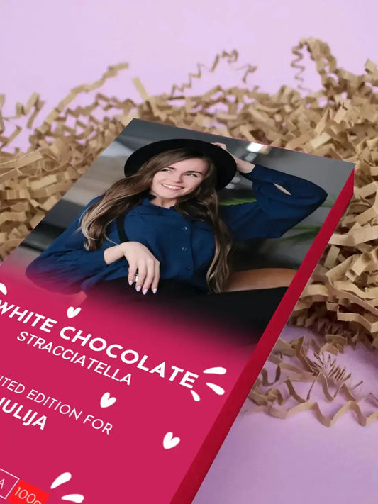 Personalizuotas "Valentino dienos dizainas" šokoladas su jūsų nuotrauka  Šokoladas -  dovanokis.lt