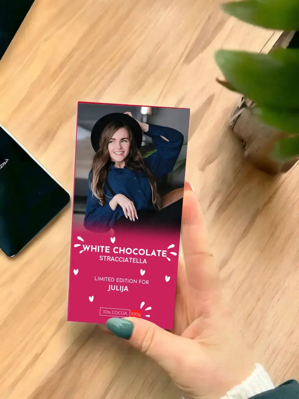 Personalizuotas "Valentino dienos dizainas" šokoladas su jūsų nuotrauka  Šokoladas -  dovanokis.lt