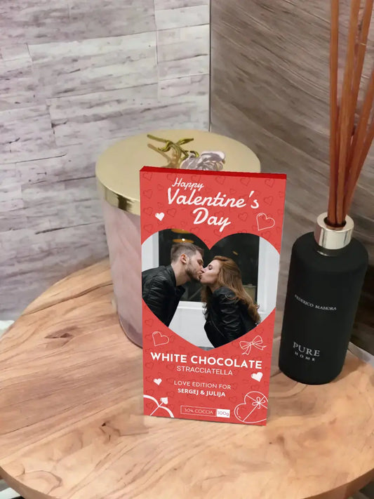 Personalizuotas "Valentino dienos dizainas 2" šokoladas su jūsų nuotrauka TeeInBlue