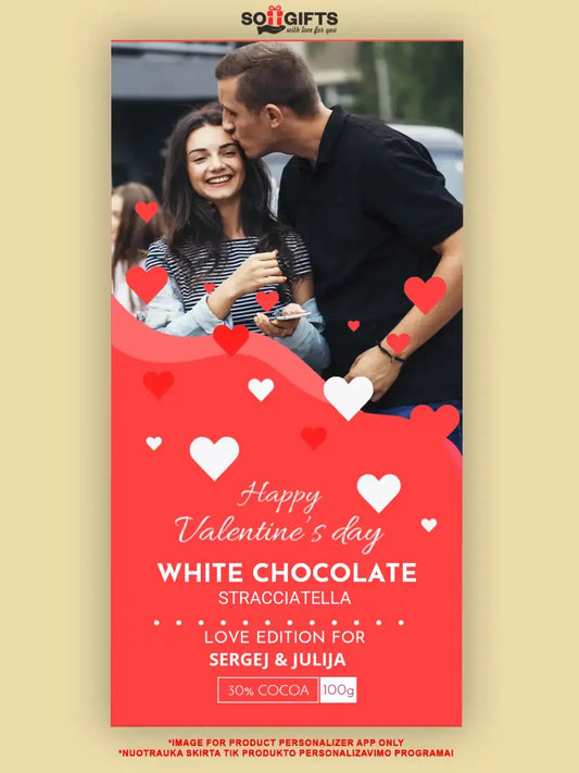 Personalizuotas "Valentino dienos dizainas 3" šokoladas su jūsų nuotrauka TeeInBlue