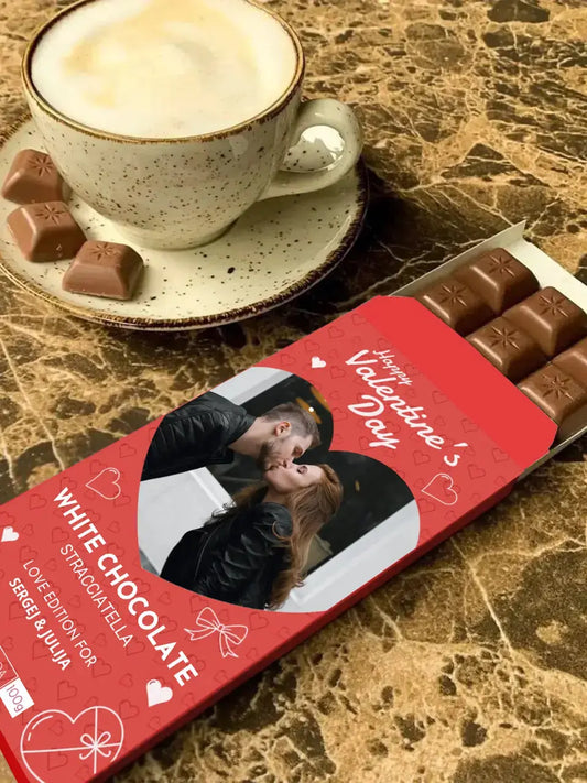 Personalizuotas "Valentino dienos dizainas 2" šokoladas su jūsų nuotrauka TeeInBlue